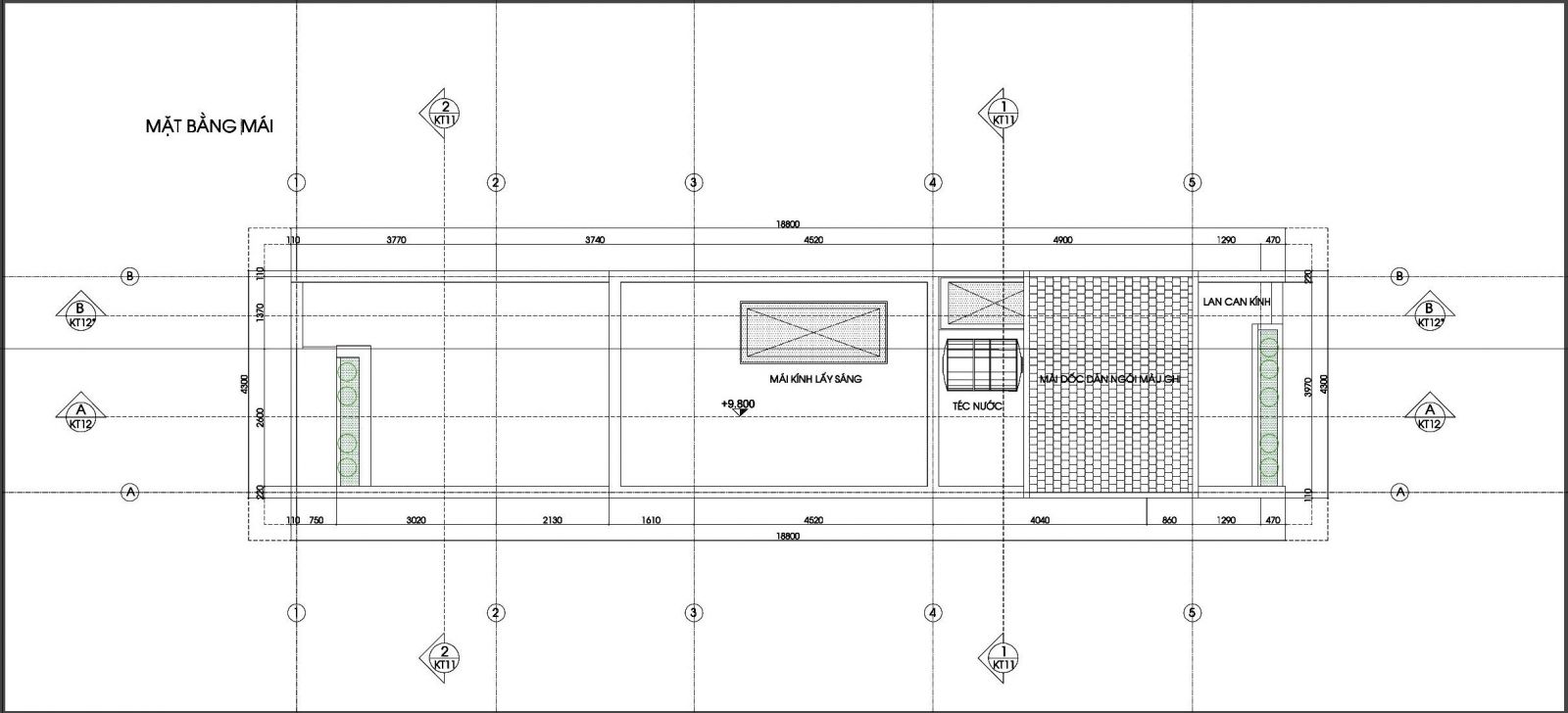 Mặt bằng mái nhà phố 4x19m 4 tầng