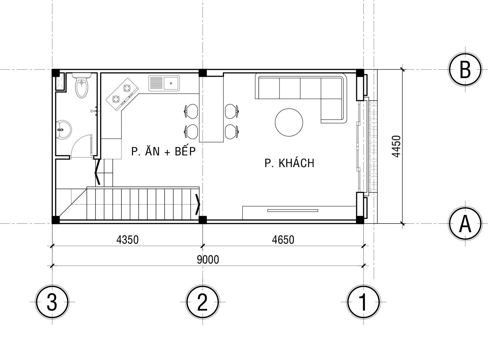 mẫu thiết kế Nhà phố hiện đại 9x4,5m 3 phòng ngủ