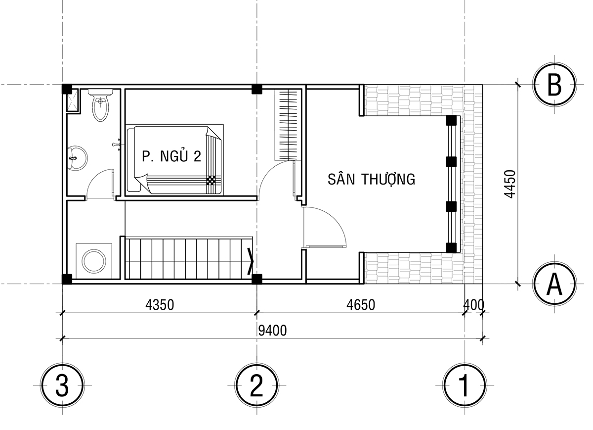 mẫu thiết kế Nhà phố hiện đại 9x4,5m 3 phòng ngủ