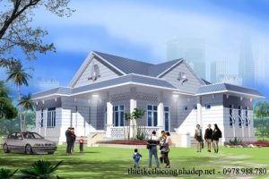 Mẫu biệt thự nhà vườn 1 tầng đẹp xây dựng trên diện tích 11x13m