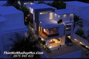 Mẫu thiết kế biệt thự đẹp 3 tầng 8×12 hiện đại có sân rộng