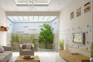 Mẫu thiết kế giếng trời cho phòng khách hiện đại và sang trọng