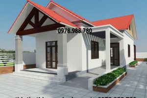 Thiết kế nhà cấp 4 mái thái đơn giản 7x14m